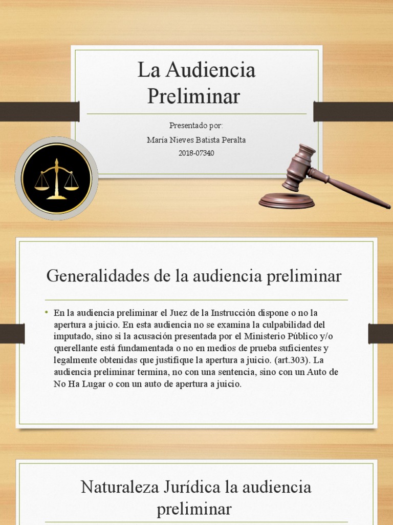 Función de la Audiencia Preliminar | PDF | Queja | Sentencia (ley)