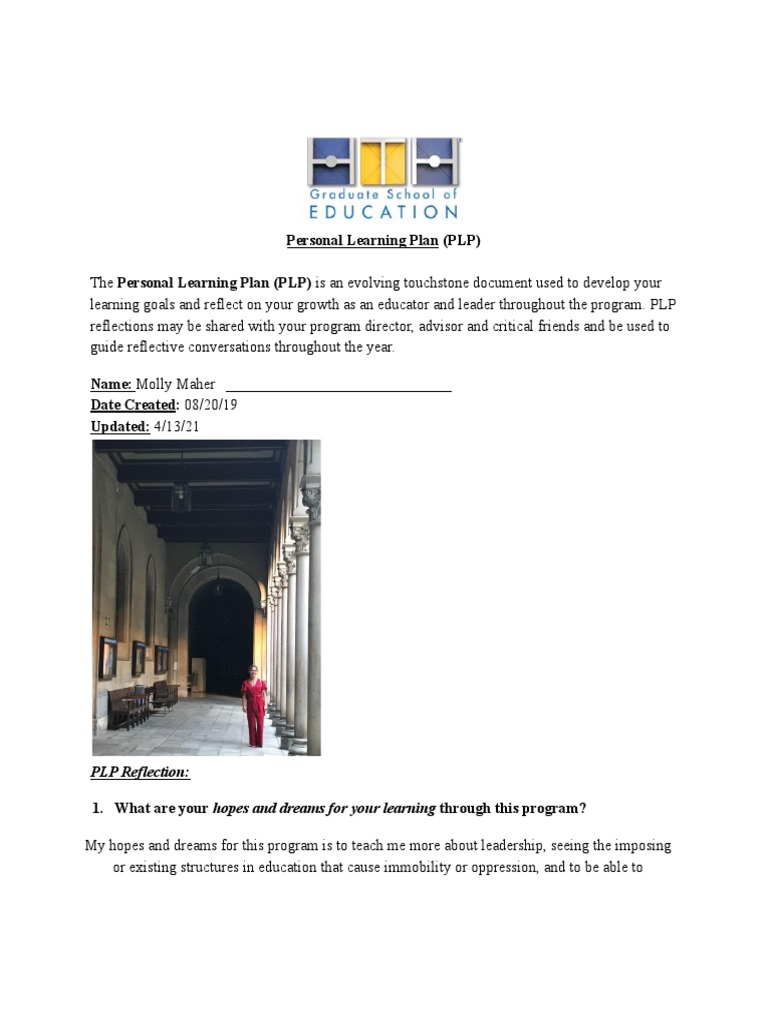 Personal Learning Plan Reflection | PDF | Special Education | Teachers