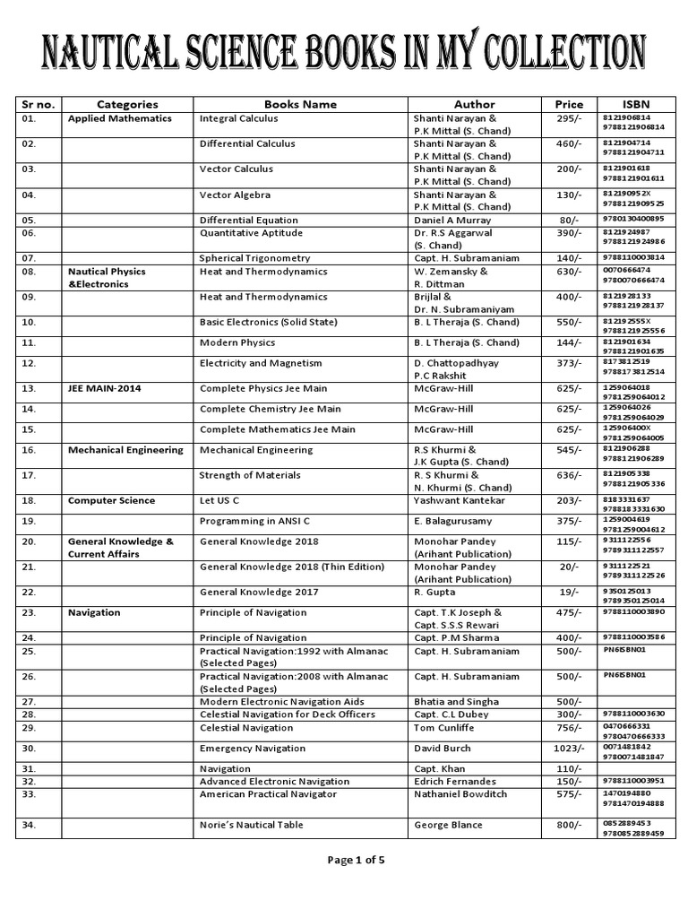 Books of Nautical Science PDF Navigation Water Transport