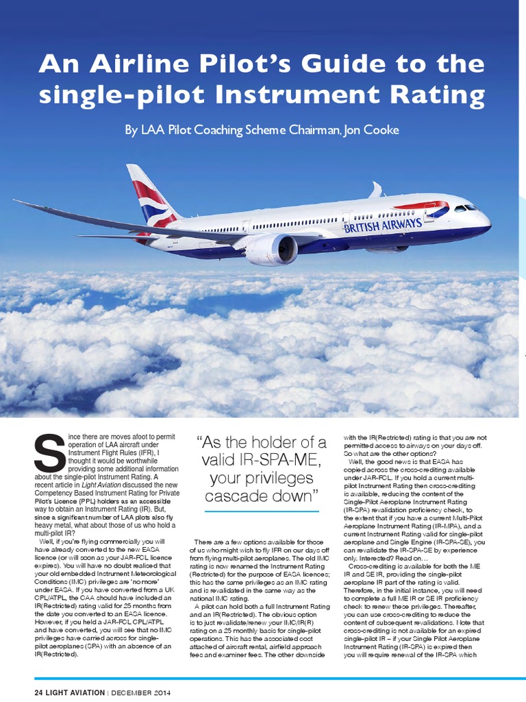 An Airline Pilot's Guide To The SinglePilot Instrument Rating PDF