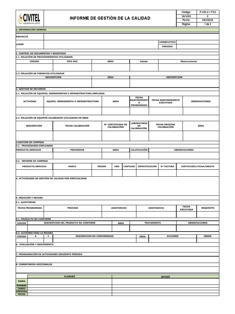 Informe de Gestión de Calidad SIG21 | PDF | Calidad (comercial) | Business