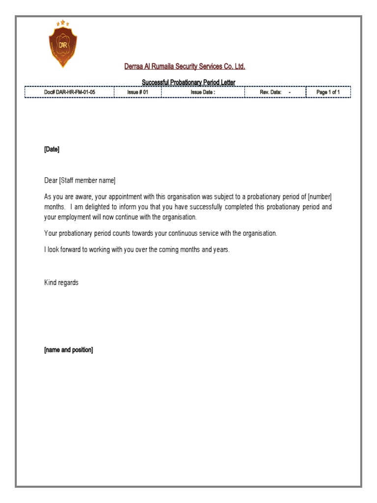 Successful Probationary Period Letter | PDF