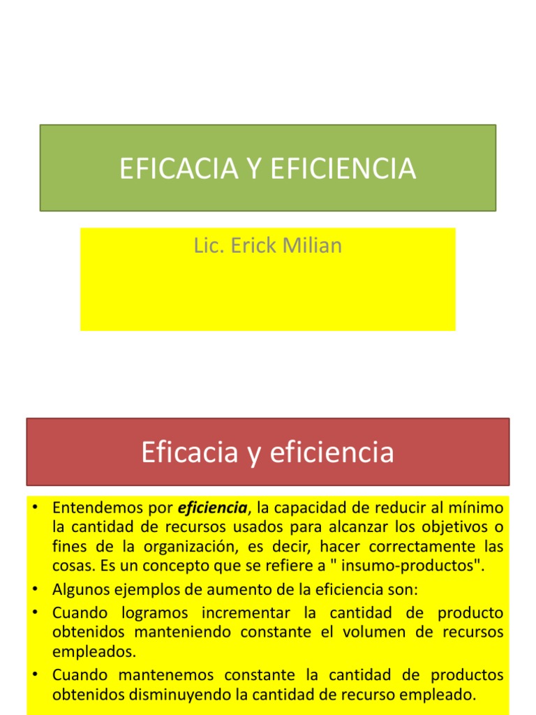 Eficacia y Eficiencia PDF Eficiencia Consumo (economía)