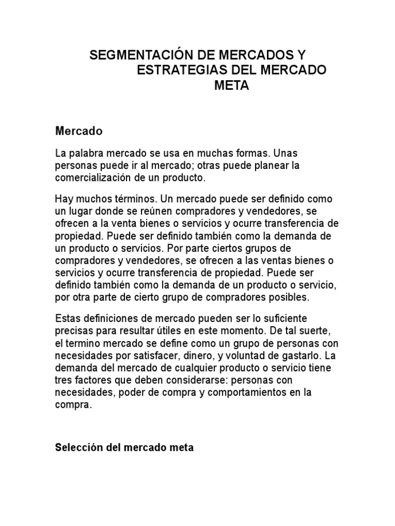 Estrategias de Segmentación de Mercados | PDF | Mercado (economía ...