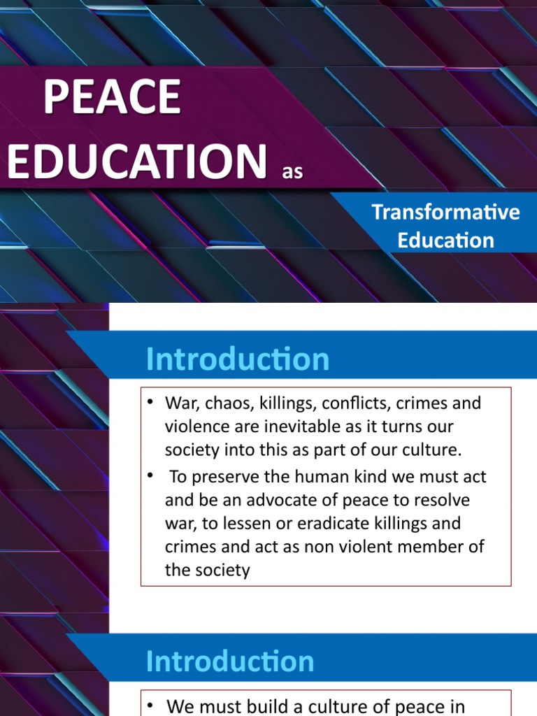 Transformative Peace Education Overview | PDF | Peace | Violence