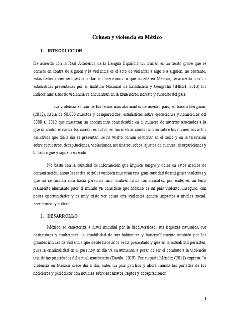 Crimen y Violencia en México: Análisis Actual | PDF | Violencia | Familia