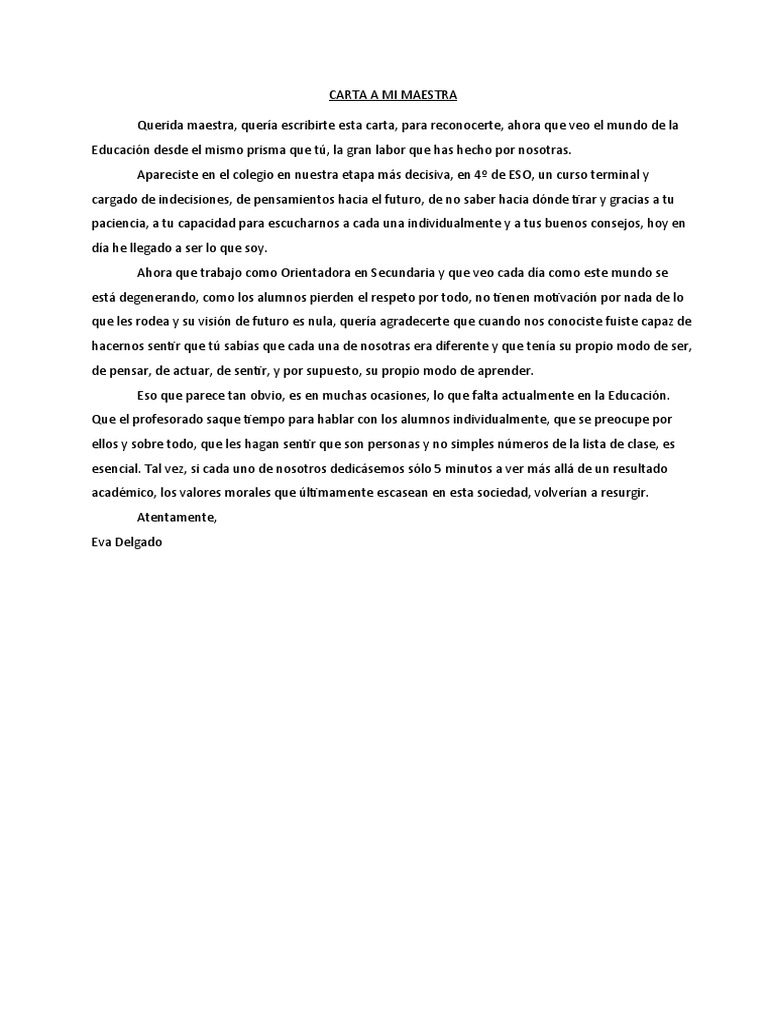 Carta A Mi Maestra | PDF