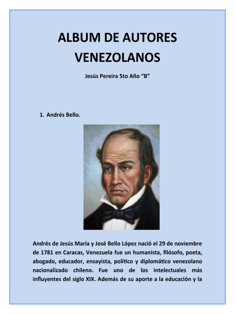 ALBUM DE AUTORES VENEZOLANOS Jesus Pereira 5to B | PDF | Venezuela | Chile