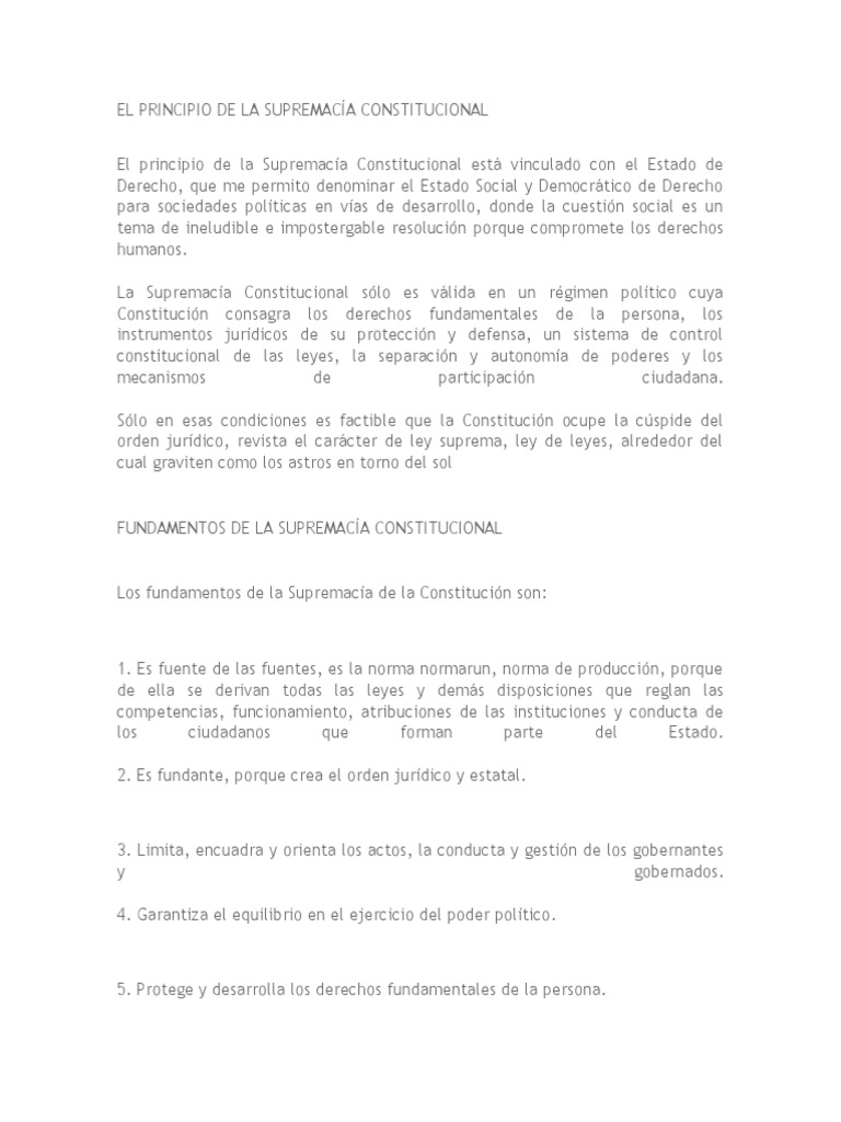 Supremacía Constitucional y Estado de Derecho | PDF | Constitución ...
