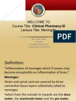Welcome To Course Title: Clinical Pharmacy-III Lecture Title: Meningitis