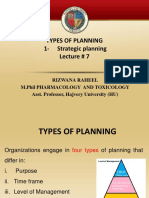 Types of Planning 1-Strategic Planning Lecture # 7