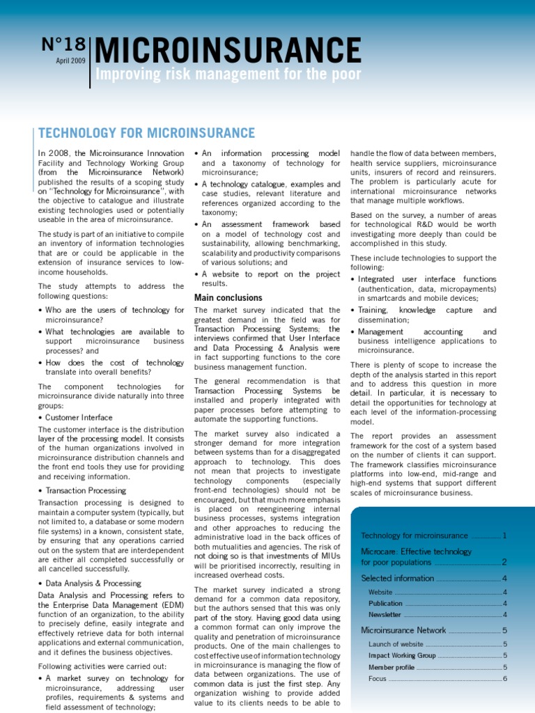 Microinsurance: Improving Risk Management For The Poor | PDF