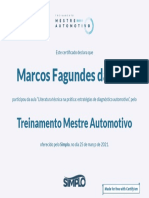 Certificate for Marcos Fagundes da Silva for Treinamento Mestre Automotivo