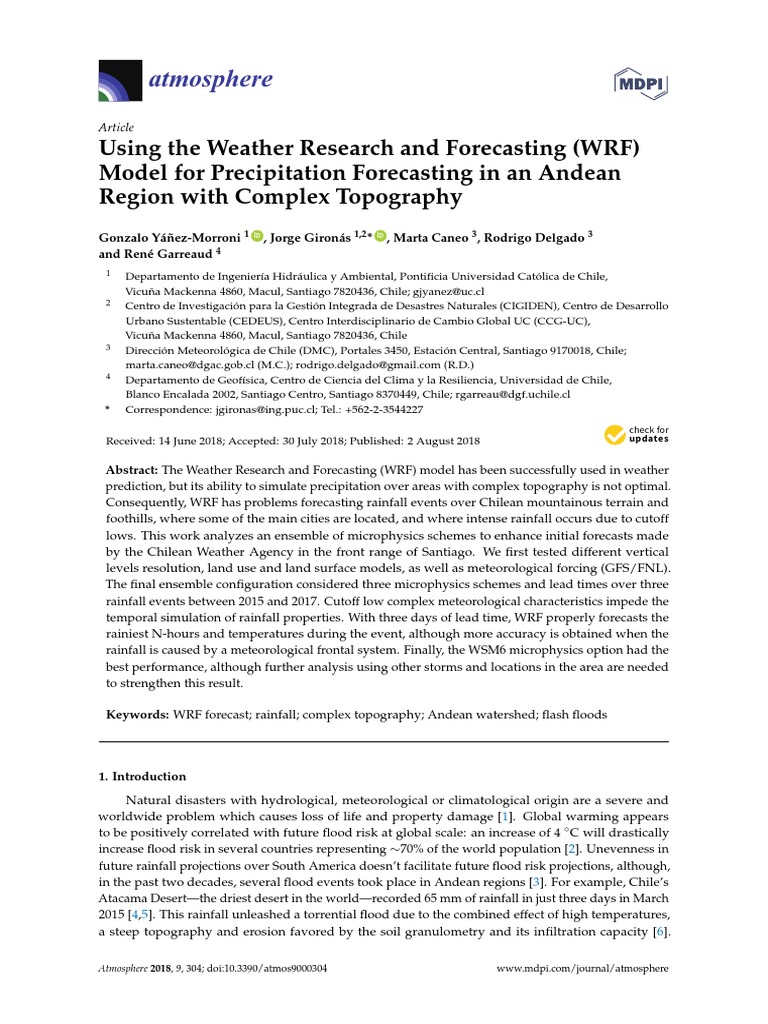 WRF Model for Andean Precipitation Forecasts | PDF | Numerical Weather ...