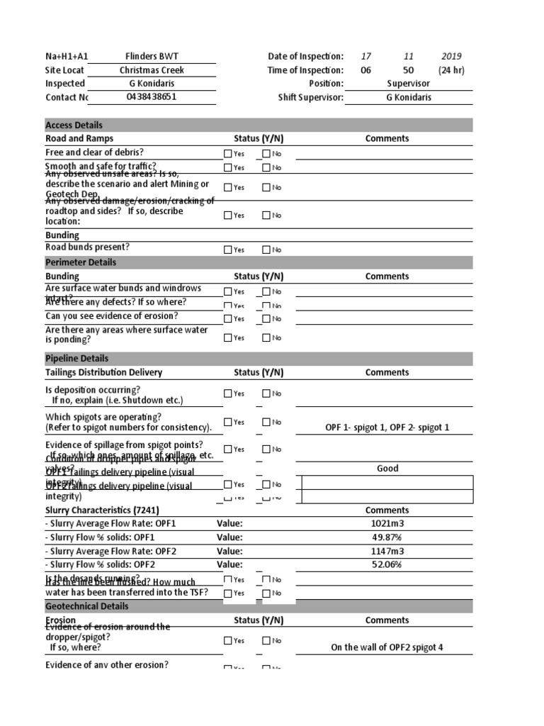 TSF Inspection Report - Christmas Creek | PDF | Geotechnical ...