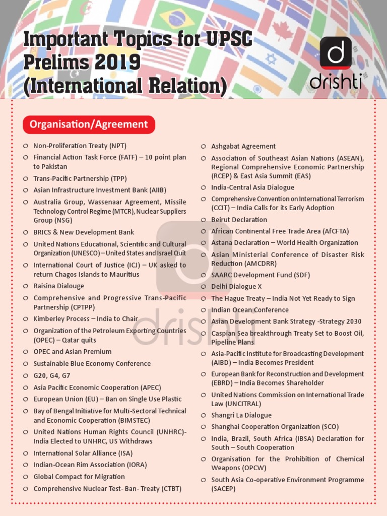 Important Topics For UPSC Prelims 2019 (International Relations) | PDF ...