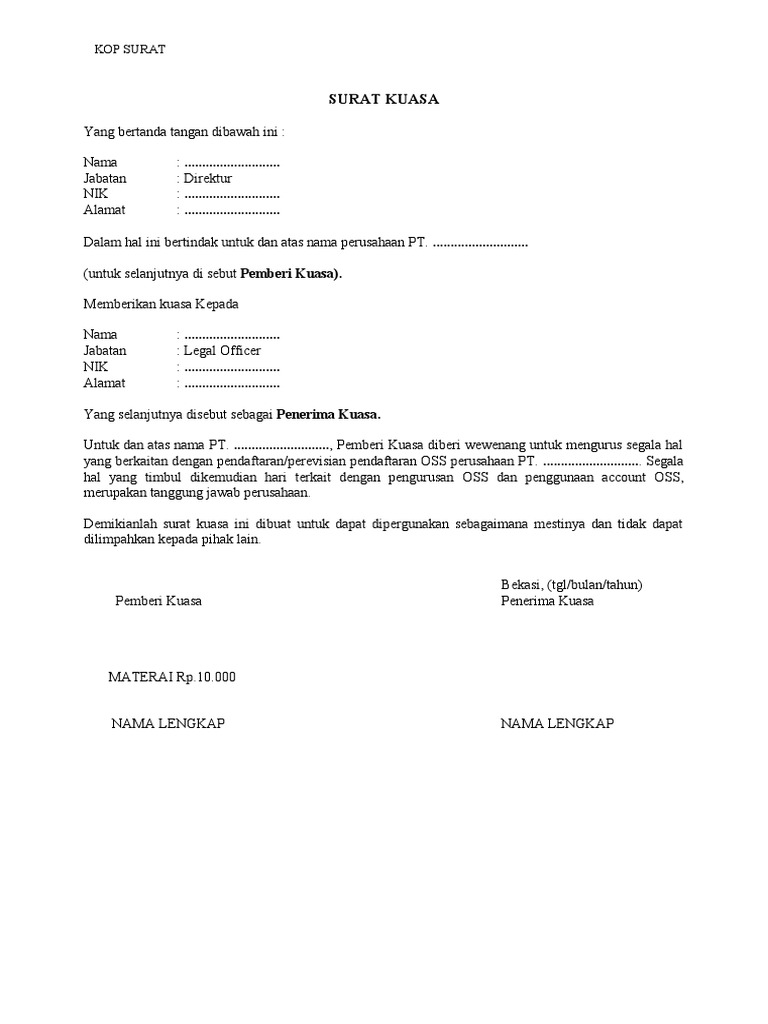 Surat Kuasa Ossa | PDF