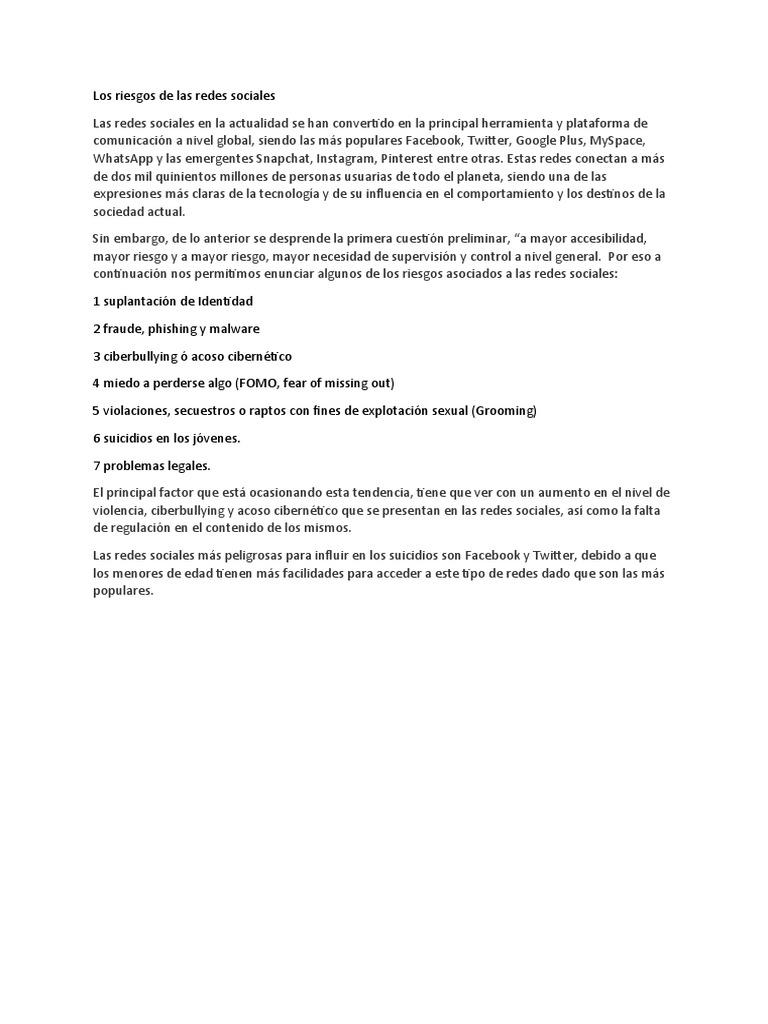 Los Riesgos de Las Redes Sociales | PDF