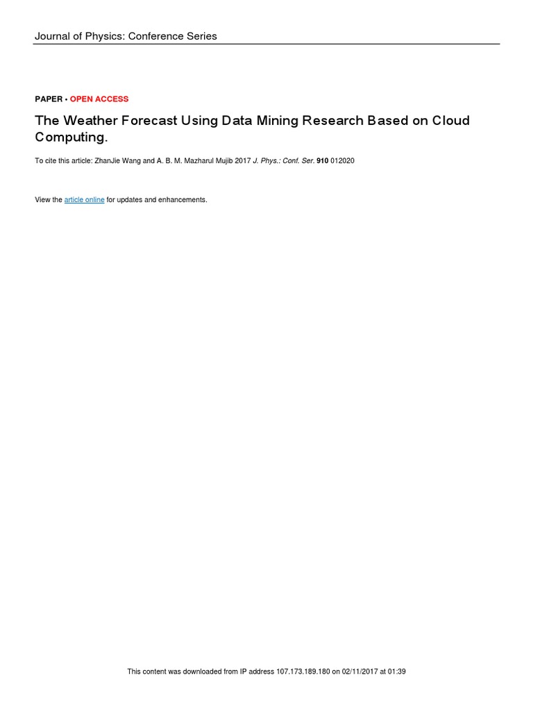 Data Mining for Weather Forecasting | PDF | Weather Forecasting ...