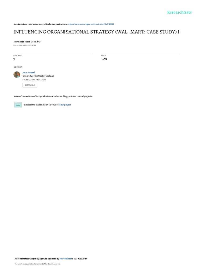 Influencing Organisational Strategy (Wal-Mart: Case Study) I | PDF ...