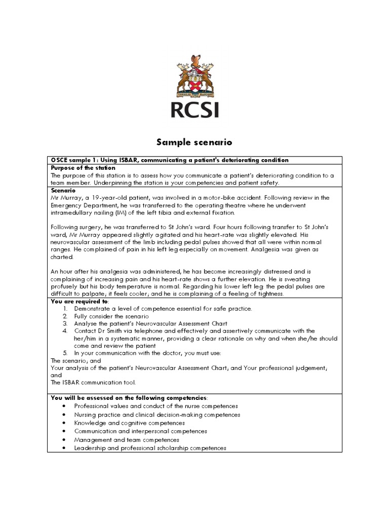 Sample Scenarios | PDF | Nursing | Health Care