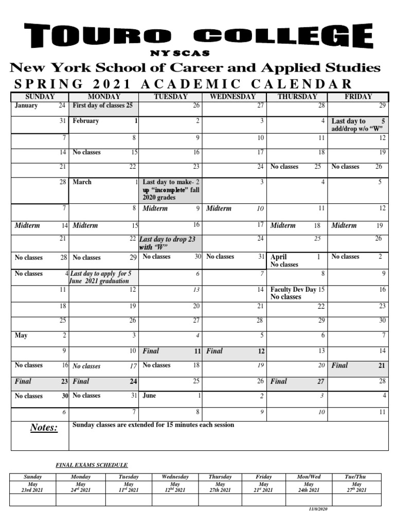 Spring 2021 Calendar PDF
