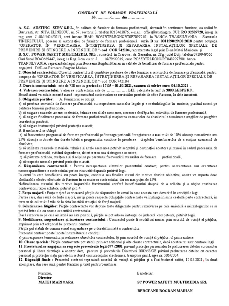 Draft Contract OPERATOR | PDF