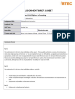 Assignment Brief 2 Sheet: Unit 2: Networking