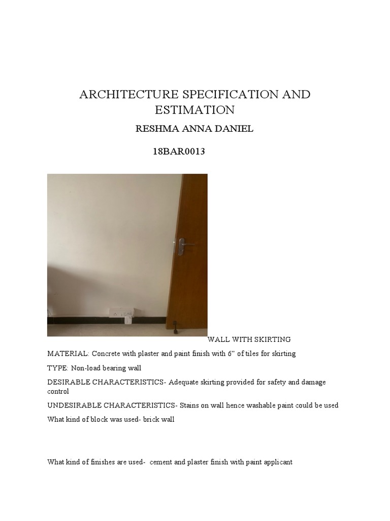 Architecture Specification and Estimation | PDF | Home & Garden | Art