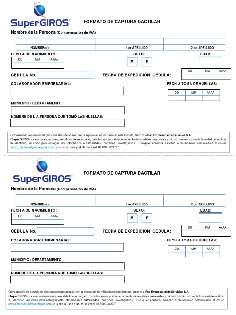 Formato de Captura Dactilar PDF Tecnologías de la información