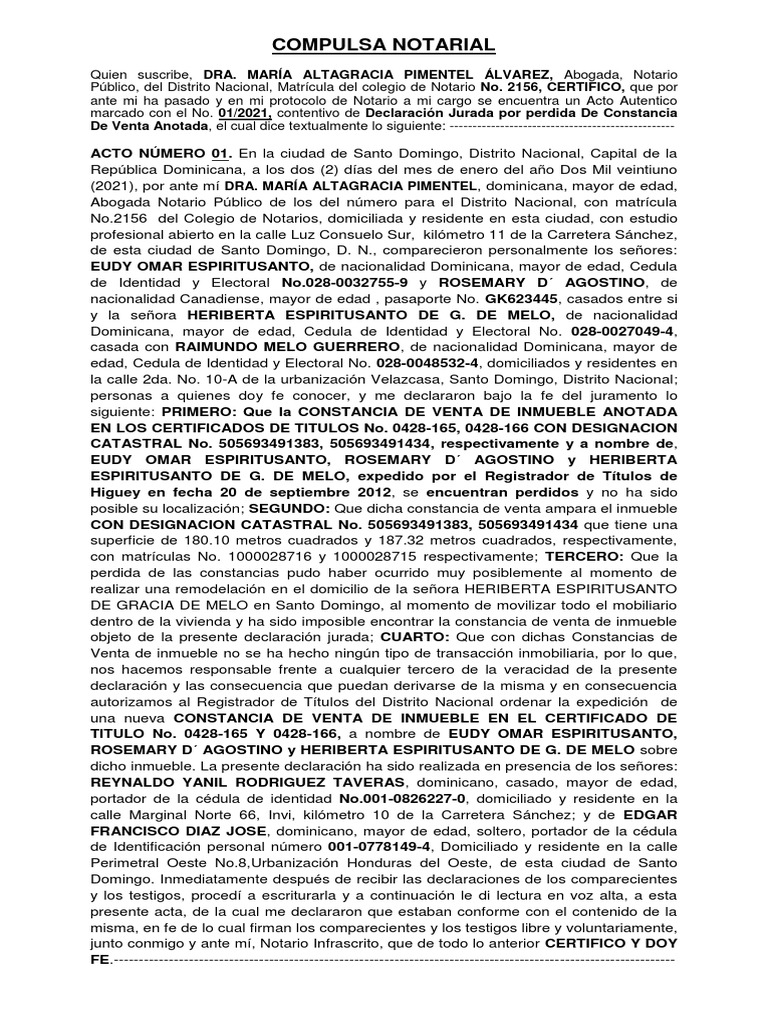 Compulsa Notarial en República Dominicana | PDF | República Dominicana