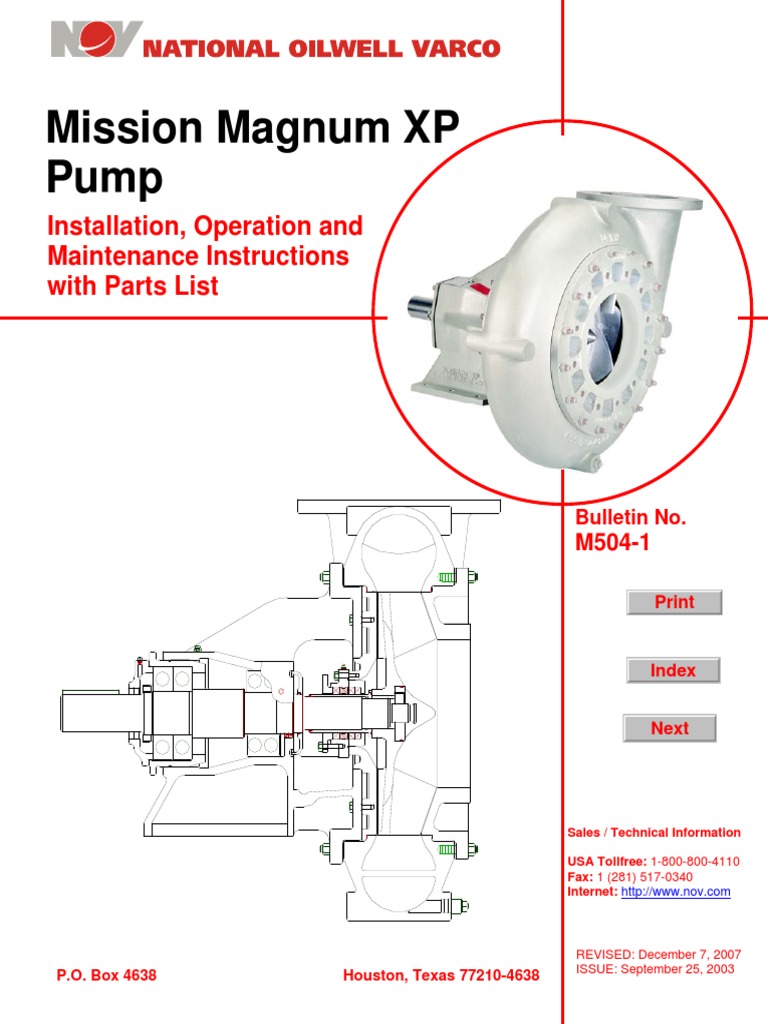 MISSION Magnum XP Centrifugal Pump Manual PDF Pump Bearing