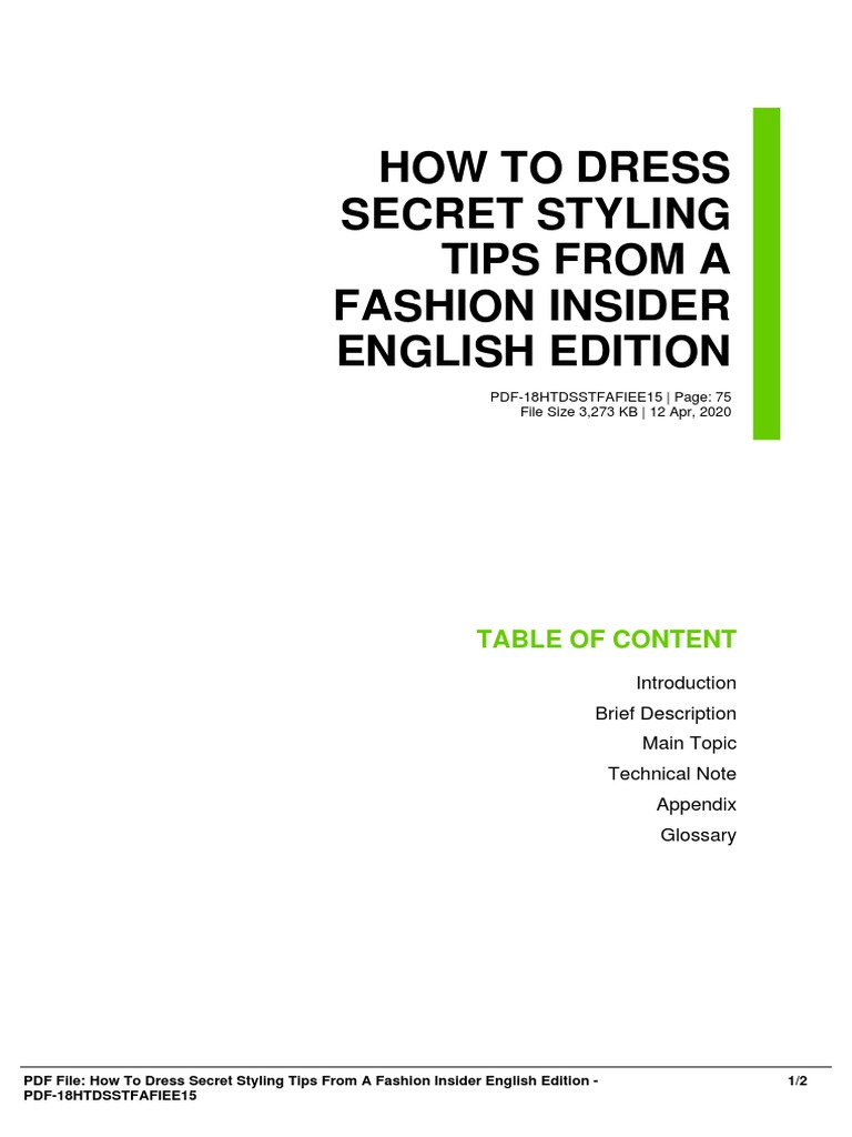 how to dress secret styling tips from a fashion insider E-book PDF How to Dress: Secret Styling Tips from a Fashion Insider  unlimited