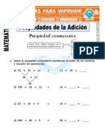 Ficha de Propiedades de La Suma para Segundo de Primaria