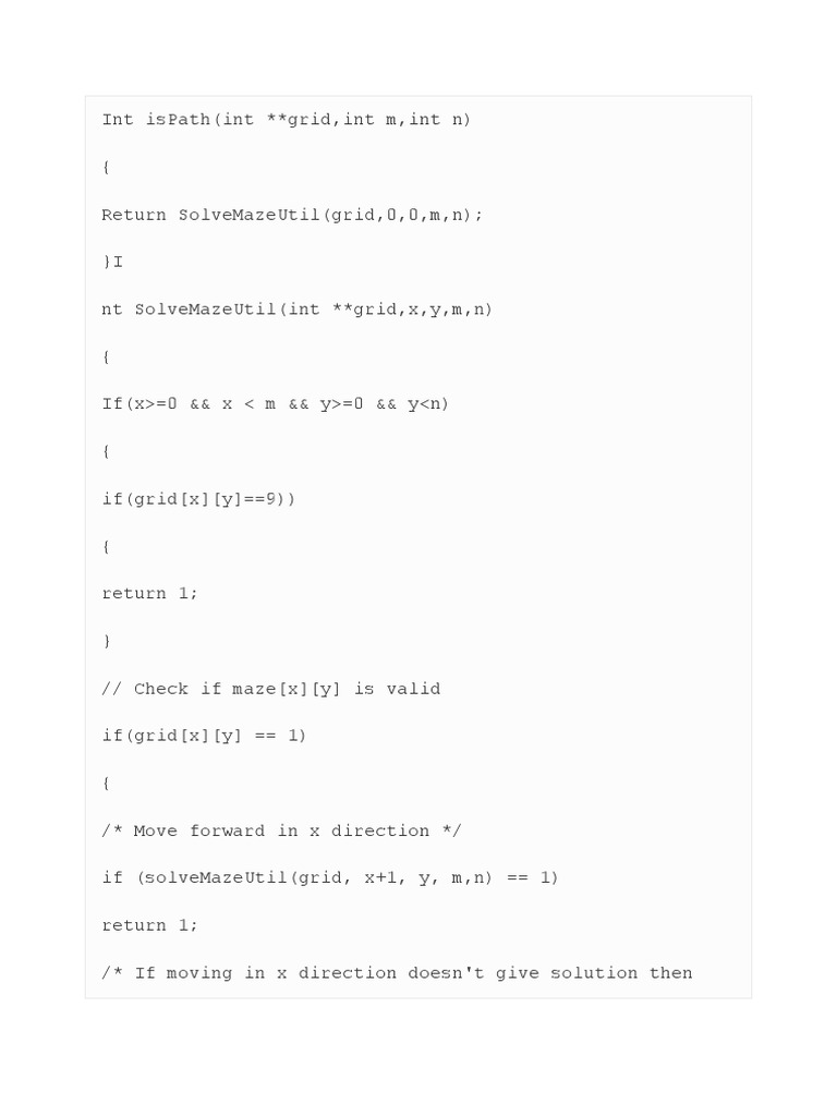 Maze Solving Algorithm in C | PDF