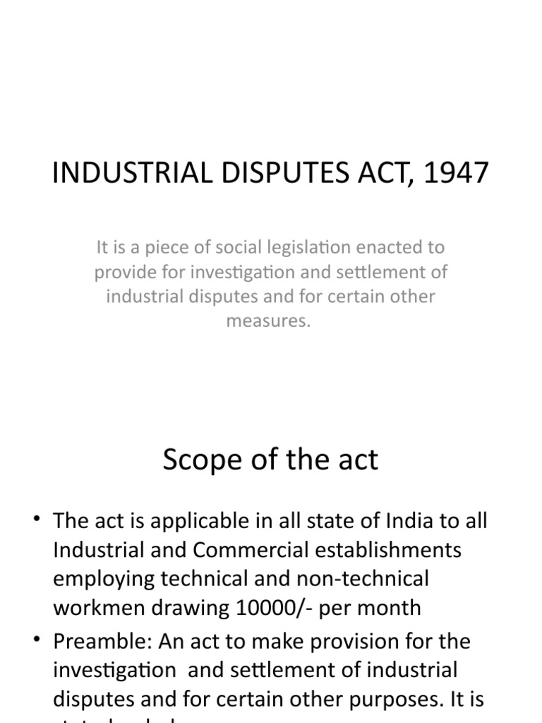 Industrial Disputes Act, 1947 PDF Strike Action Layoff