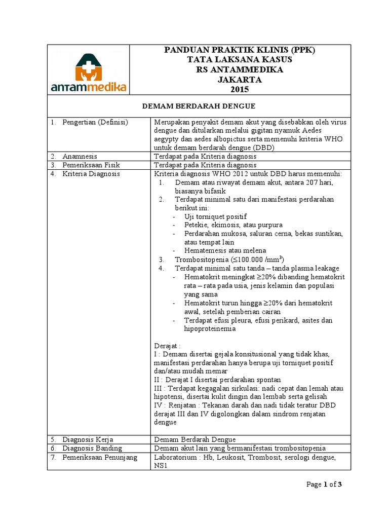 Panduan Tata Laksana DBD 2015 | PDF