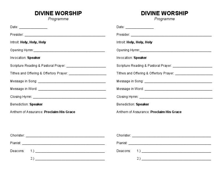 SDA Divine Worship Program Outline | PDF | Home & Garden