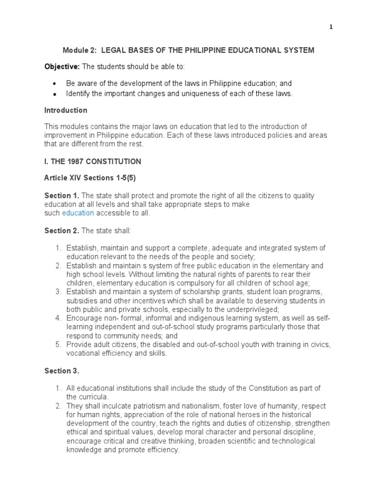 Legal Bases of Philippine Education | PDF | Citizenship | Schools
