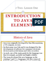 Chapter Two-Lesson One: To Java Elements