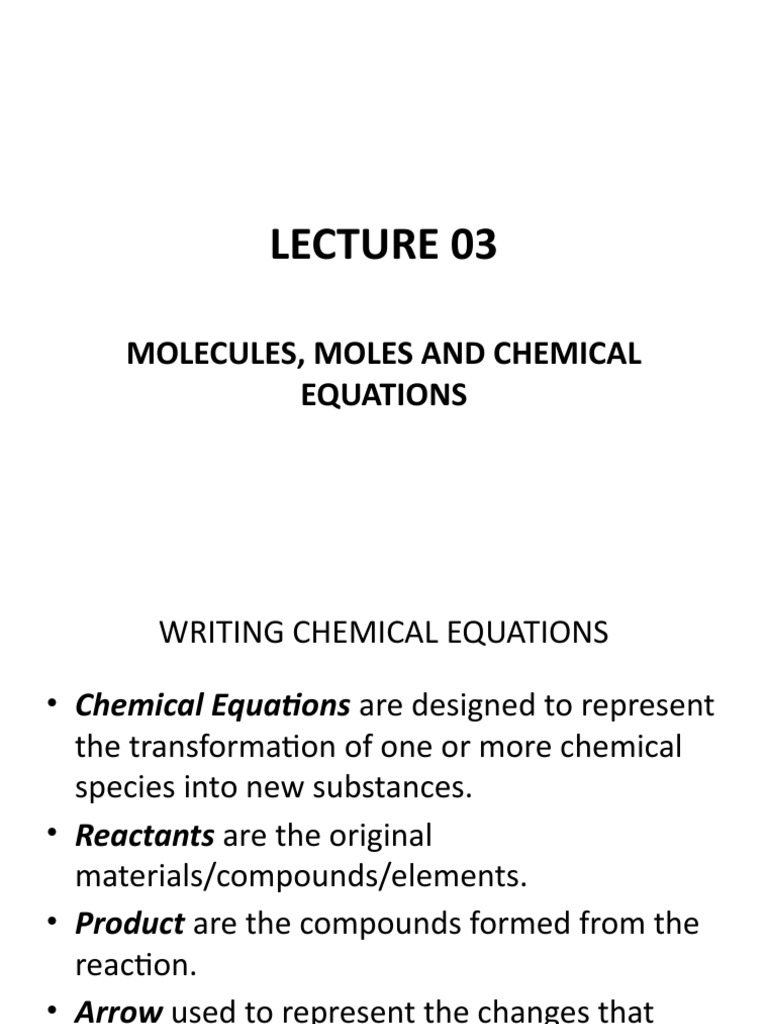 Anatomy of Chemical Equations | PDF | Mole (Unit) | Oxide