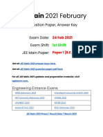 JEE Main 24 Feb 2021 Question Paper With Answer Key - Shift 1