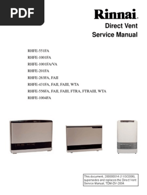 Rinnai Direct Vent Service Manual | PDF | Electrical Resistance And  Conductance | Ac Power Plugs And Sockets