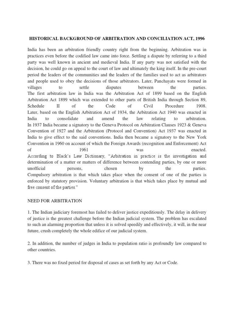 HISTORICAL EVOLUTION OF ARBITRATION IN INDIA | PDF | Arbitration ...