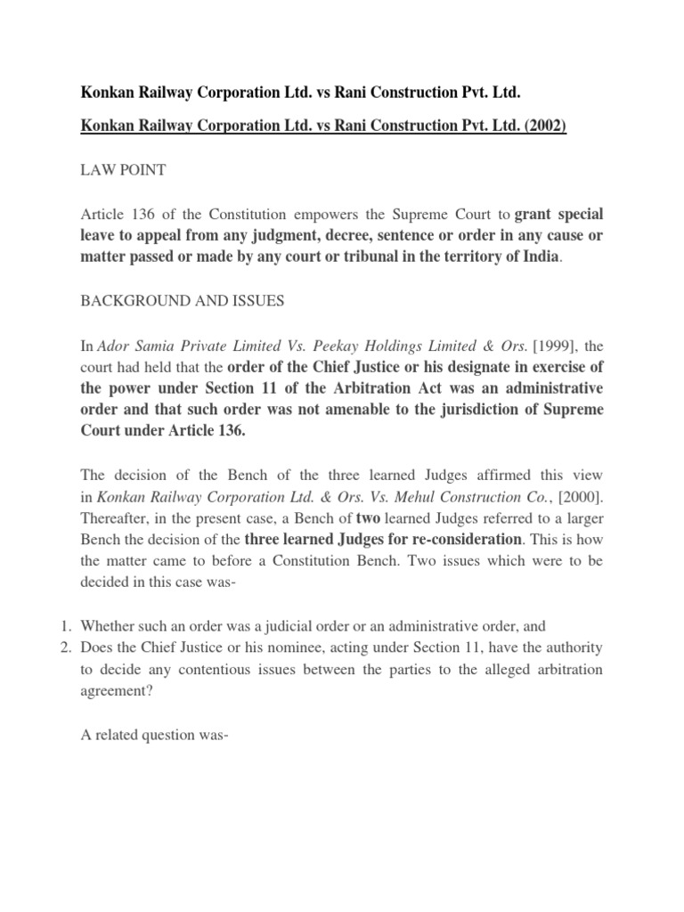 Case Study On Section11 Arbitration and Conciliation Act | PDF | Judge ...