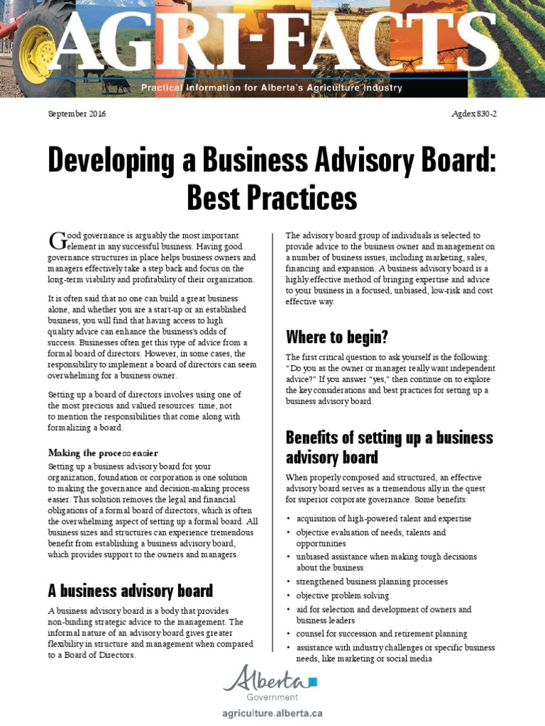 Developing A Business Advisory Board Best Practices Where To Begin