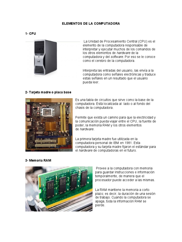 Elementos Esenciales de una Computadora | PDF | Hardware de la ...
