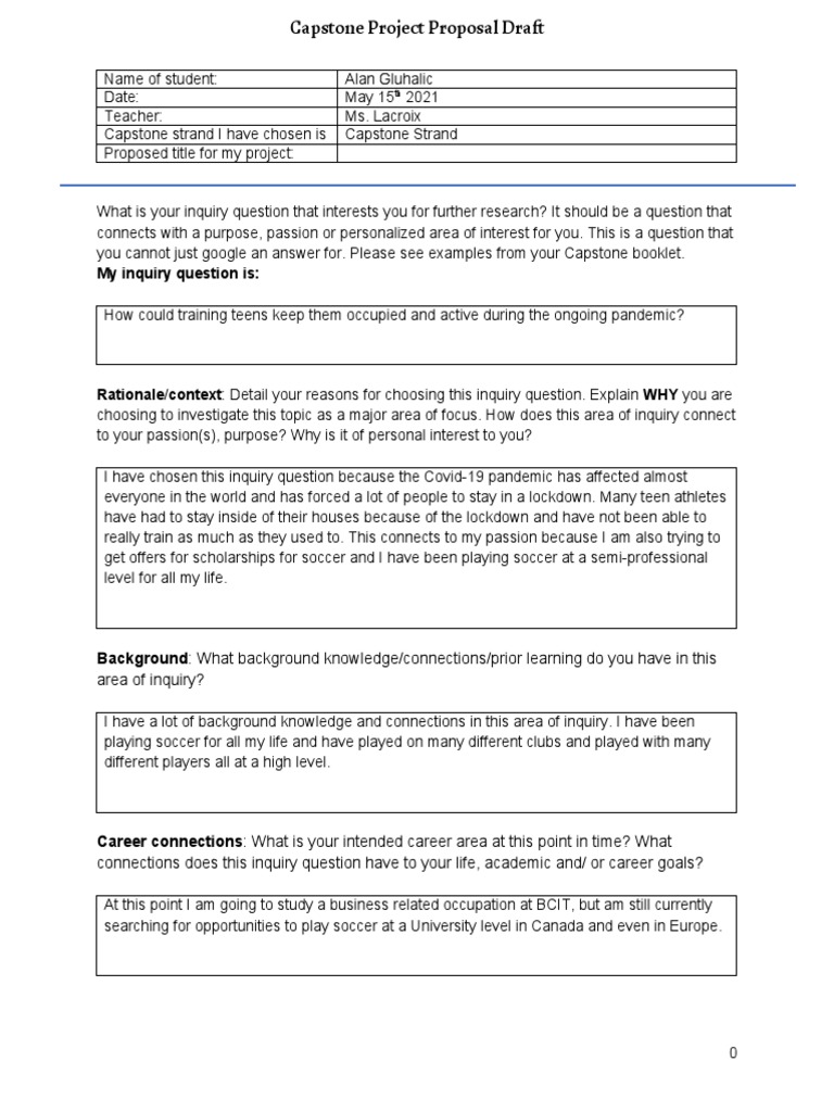 q3 Edited - Capstone Project Proposal Draft S | PDF | Mentorship | You Tube