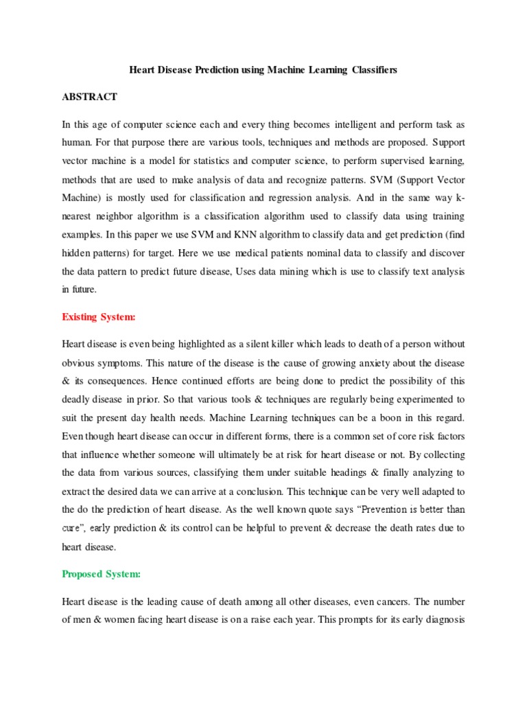 Heart Disease Prediction Using Machine Learning Classifiers | PDF ...