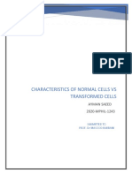 Characteristics of Normal Cells Vs Transformed Cells: Ayman Saeed 2020-MPHIL-1243
